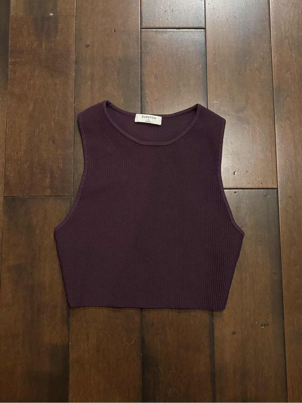 Women's Ribbed Cropped Tank Top - Plum